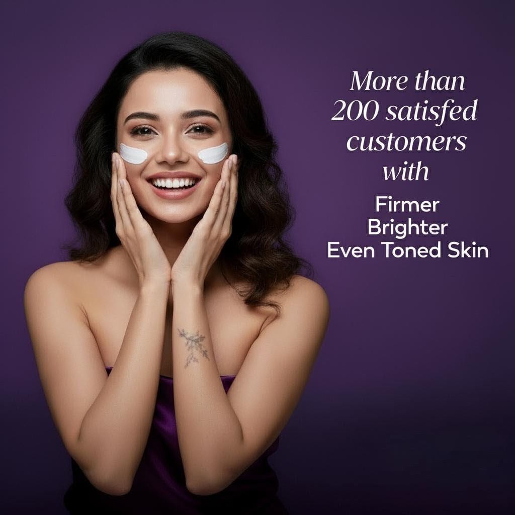 Woman applying baeWitch moisturising cream to her face, glowing skin